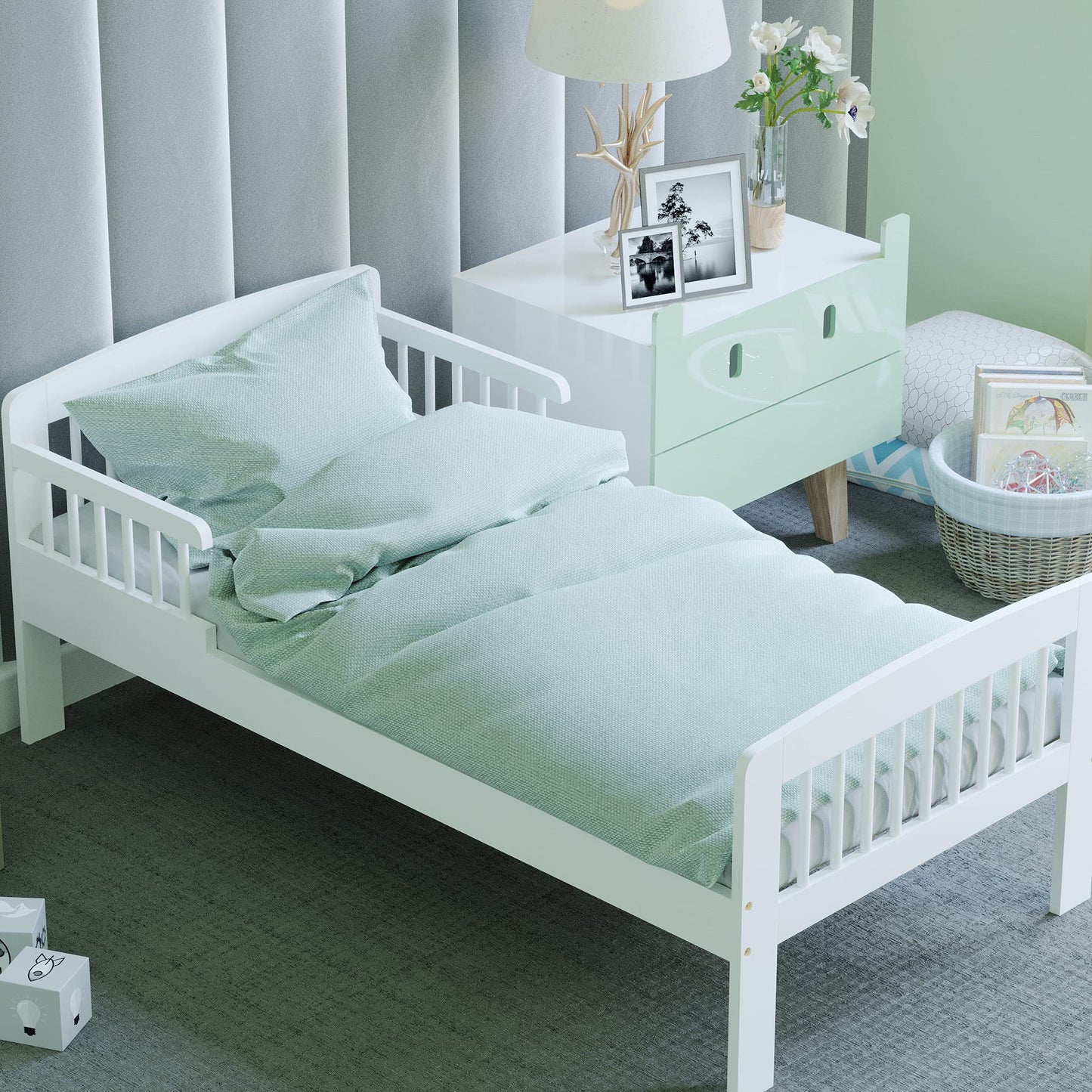 Junior Vida Scorpio Wooden Bed Toddler Solid Pine Wood Children Kids Junior Bed Frame White