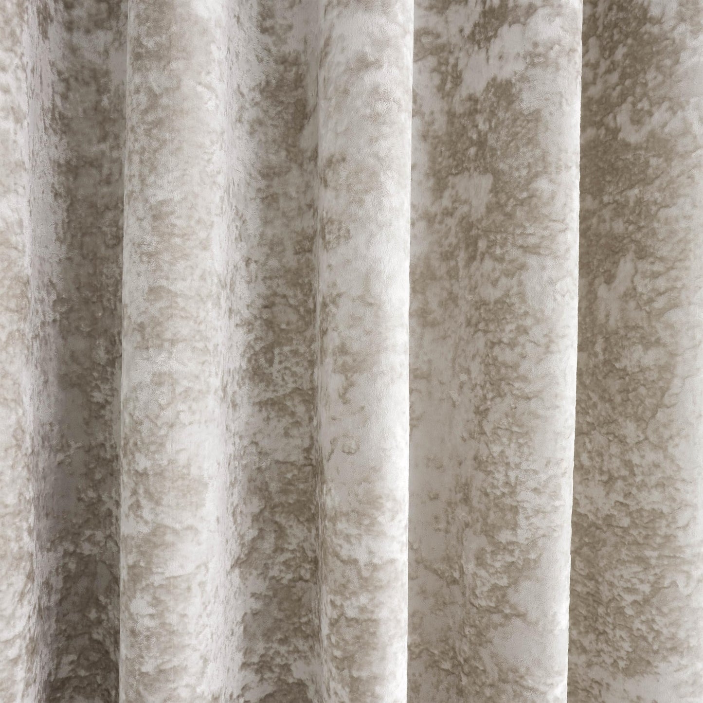 Catherine Lansfield Crushed Velvet 66x54 Inch Lined Eyelet Curtains Two Panels Natural