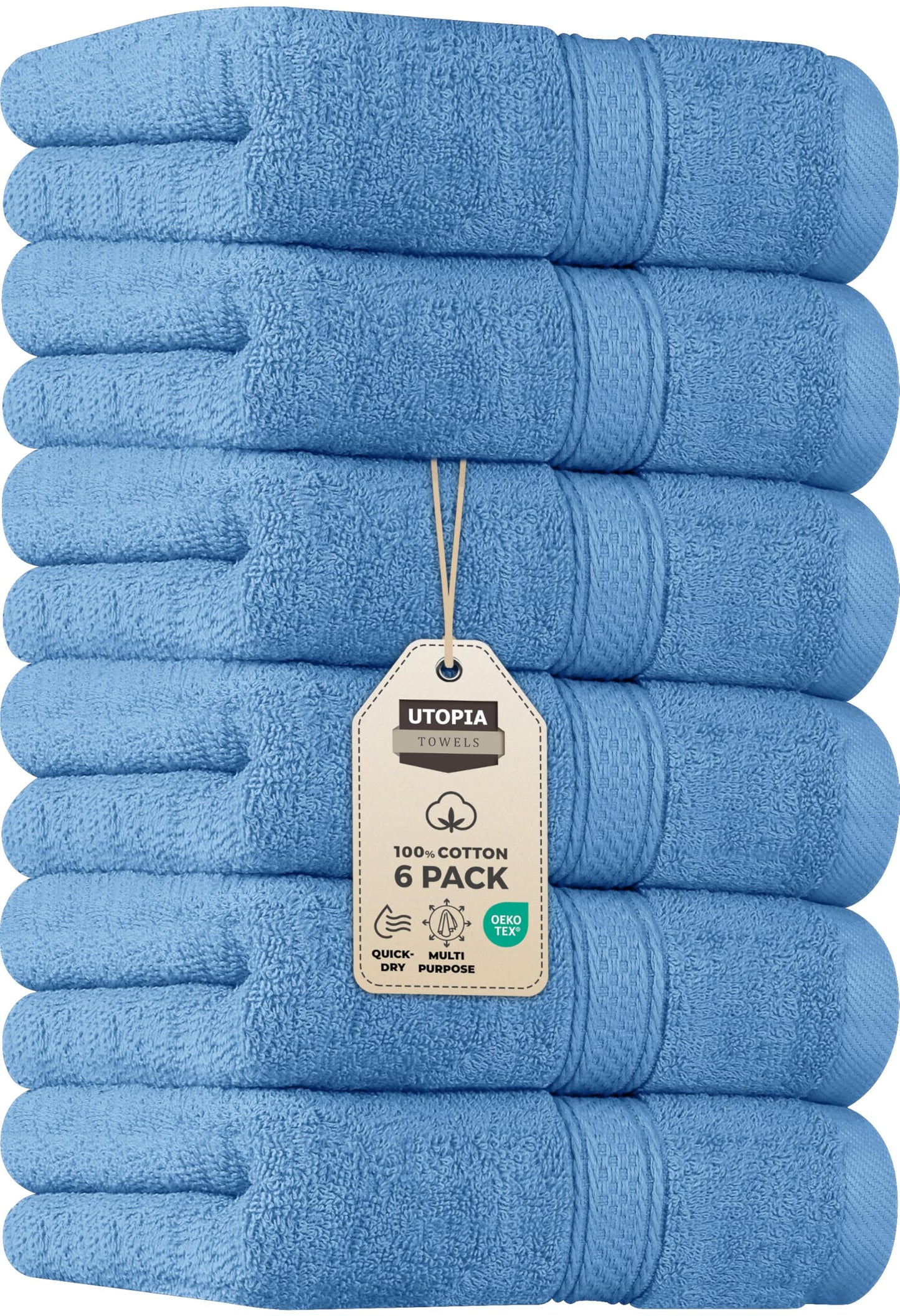 Utopia Towels - 6 Piece Towel Set (40 x 70 cm) 100% Cotton Ring Spun Super Soft and Highly Absorbent 600gsm for Bathroom, Gym, Shower, Hotel & Spa