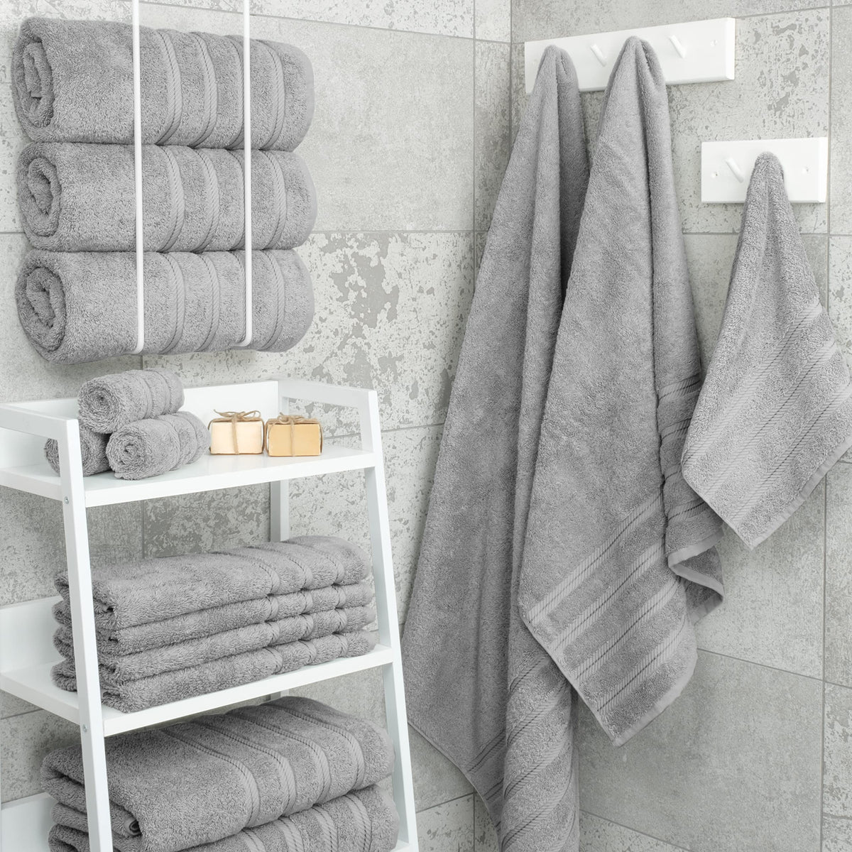 American Soft Linen Luxury 4 Piece Bath Towel Set, 600 GSM 100% Cotton Turkish Bath Towels for Bathroom, 27x54 in Large Bathroom Shower Towels