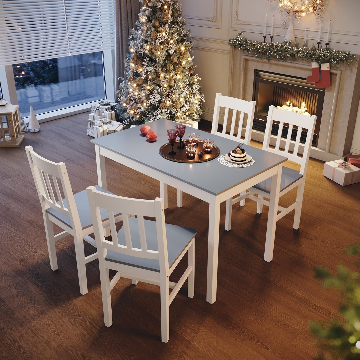 ELEGANT Dining Table and Chairs Set of 4, 108x65x75cm
