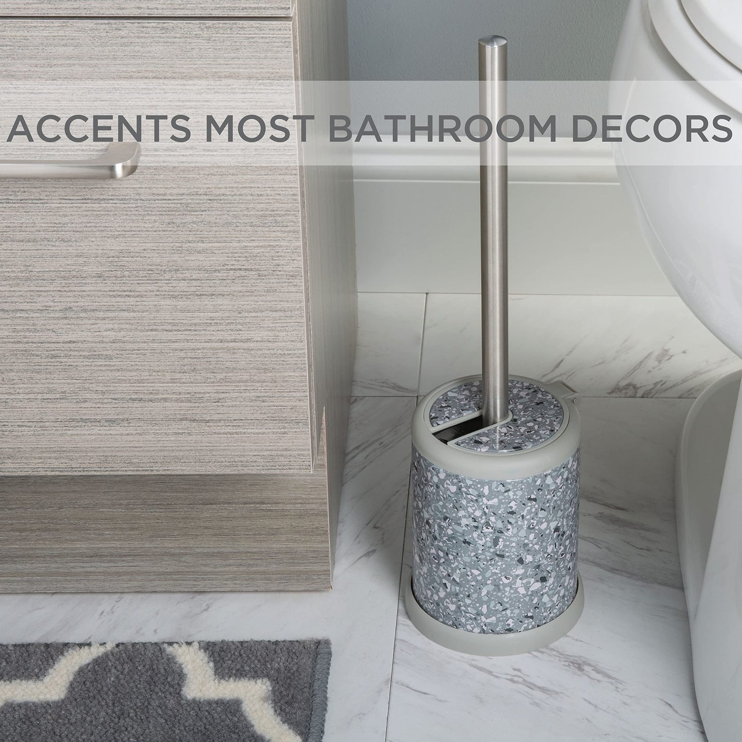 Bath Bliss Toilet-Brushes, Iron, Terrazzo Grey, 1 Pack