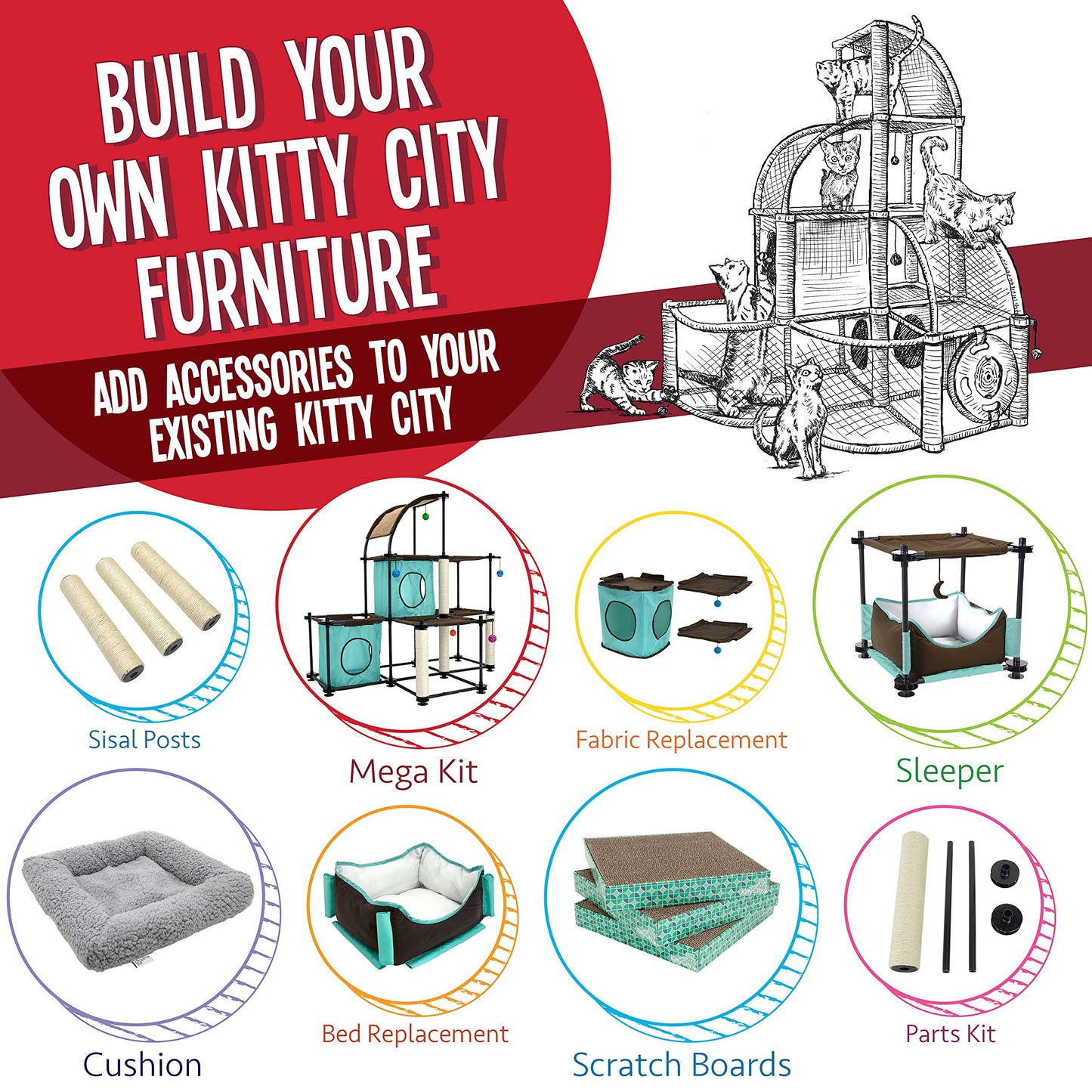 Kitty City Claw Indoor and Outdoor Mega Kit Cat Furniture, Cat Sleeper, Outdoor Kennel ,Black C,17.8x17.8x17.2 Inch (Pack of 1)