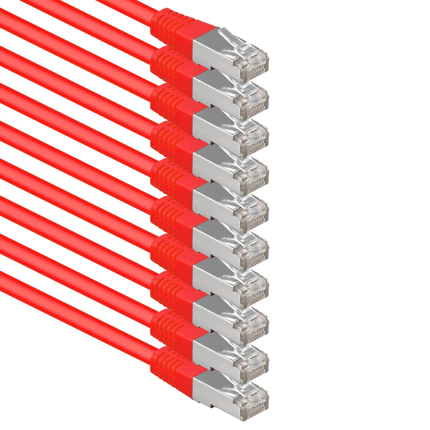 1aTTack.de 5 m red - pack of 10 Cat.6 patch cable network cable CAT6 S-FTP Gigabit Lan PIMF CAT 6 copper CU halogen-free Internet DSL game console