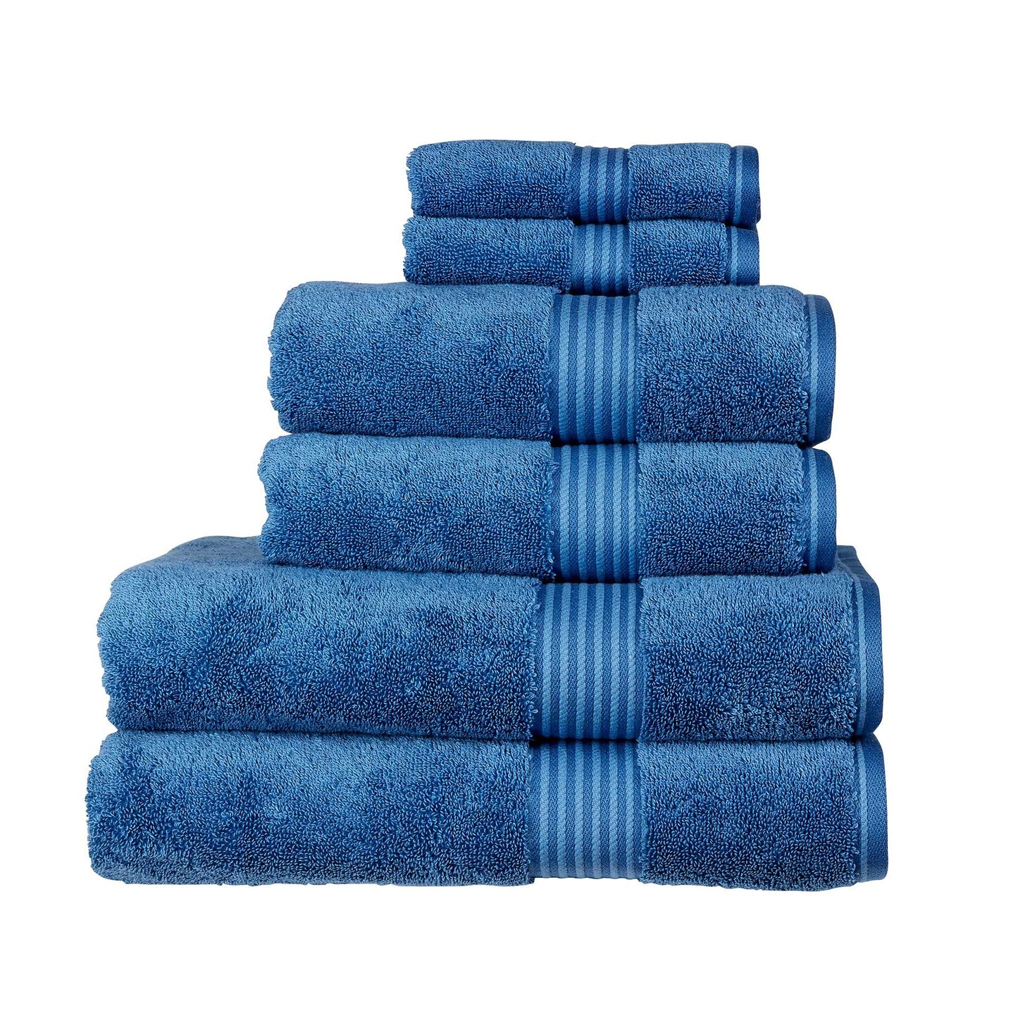 Christy Supreme Hygro 6 Piece Towel Set | Deep Sea Blue | 100% Luxury Supima Cotton | Ultra Soft | Super Absorbent | 650GSM | 2 Bath Towels 2 Hand