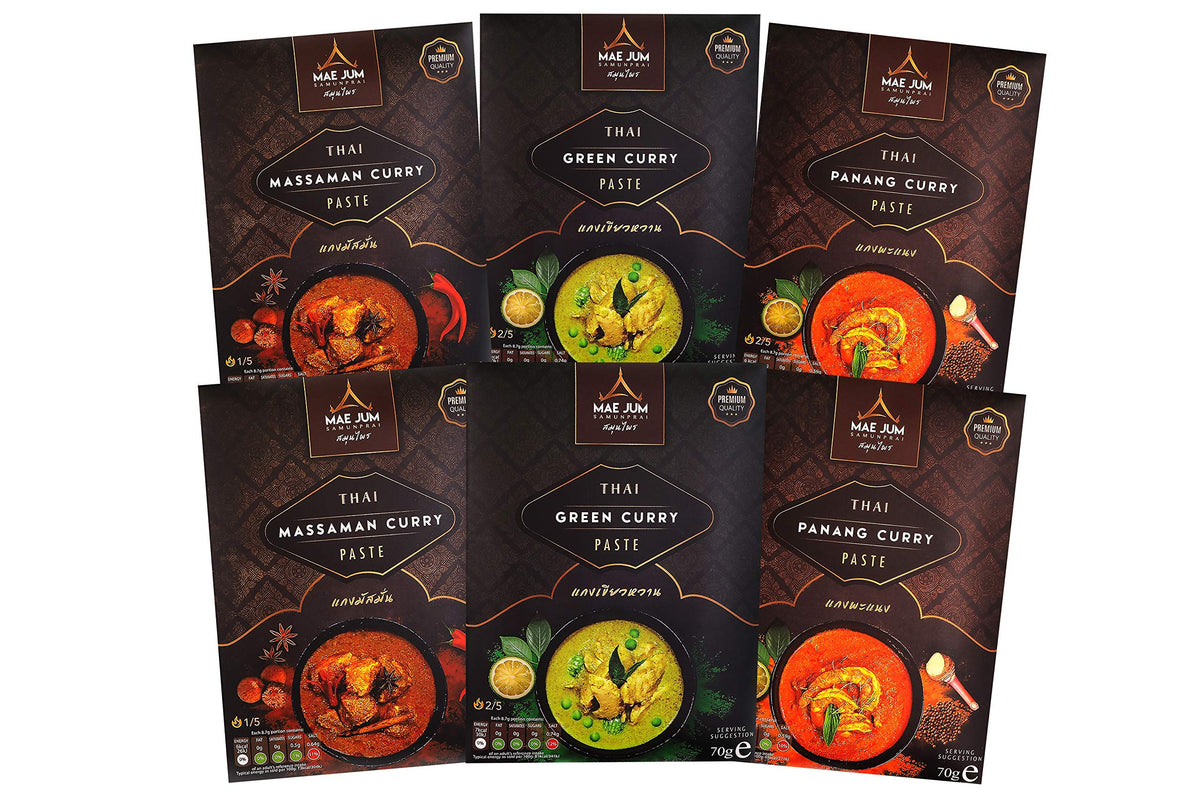 Cool Bundle | Traditional Thai Curry Paste by Mae Jum (6 packs x 70g) | All Great Taste Award 2020 Winners