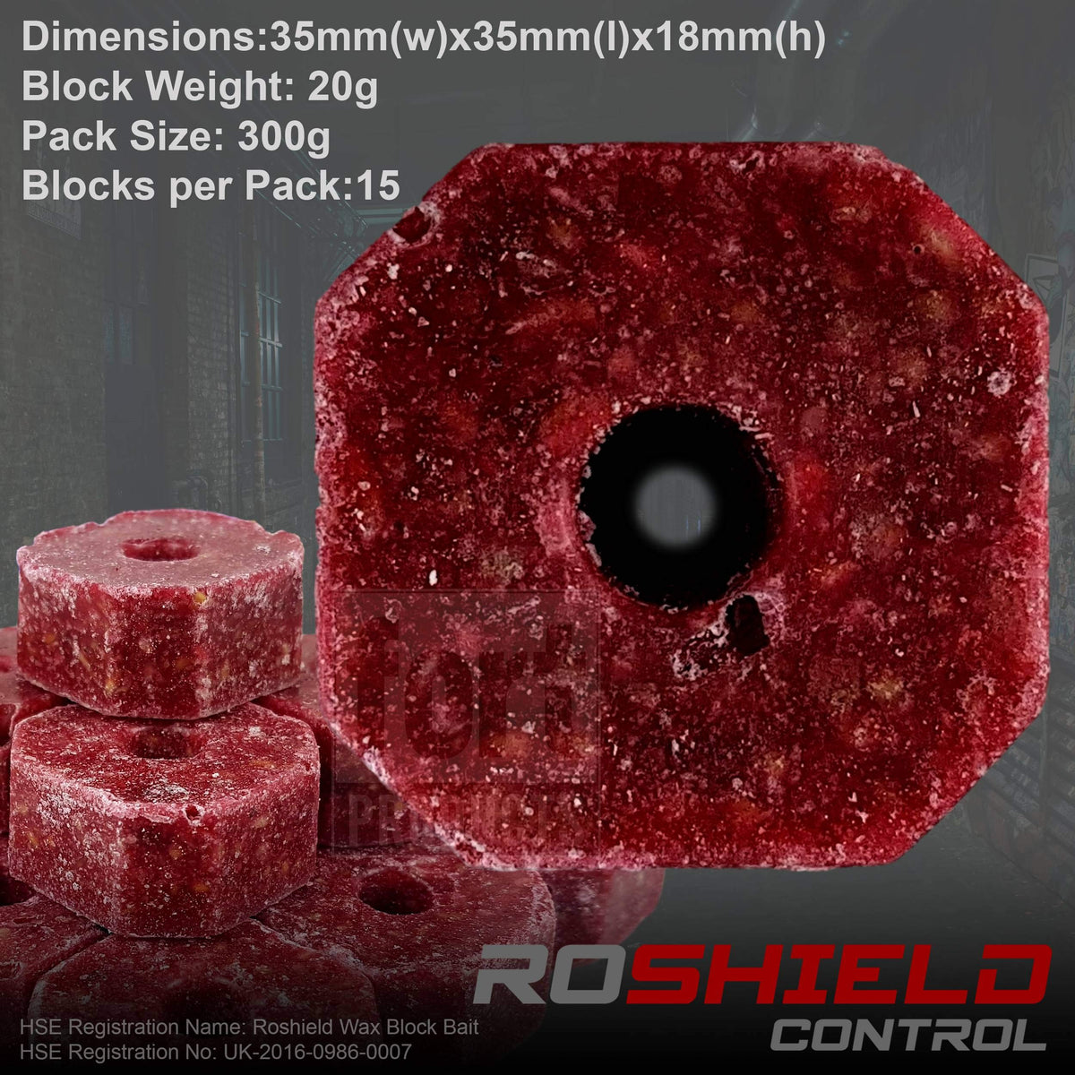 ROSHIELD 3kg Wax Block Bait for Rat & Mouse Killer Poison Control - Indoor, Outdoor All-Weather Rodent Bait Station Refill Packs (300g x 10 Packs)
