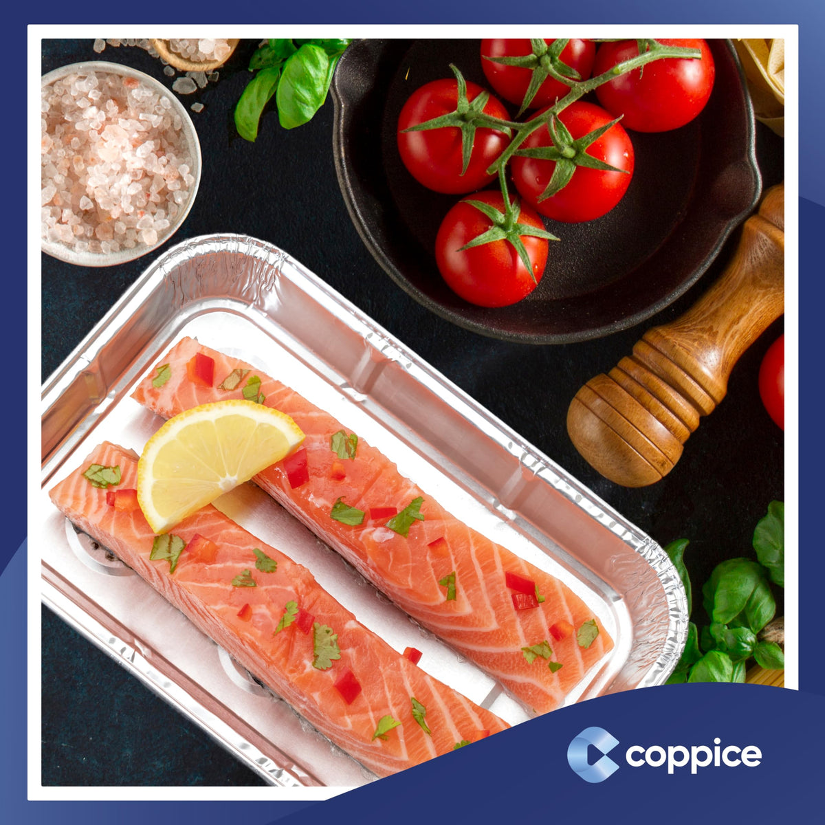 Coppice Small Aluminium Foil Tray for Baking, BBQ, Roasting, Grilling & Food Storage | 19cm x 13cm x 2.5cm | Freezer, Microwave & Oven Safe (100