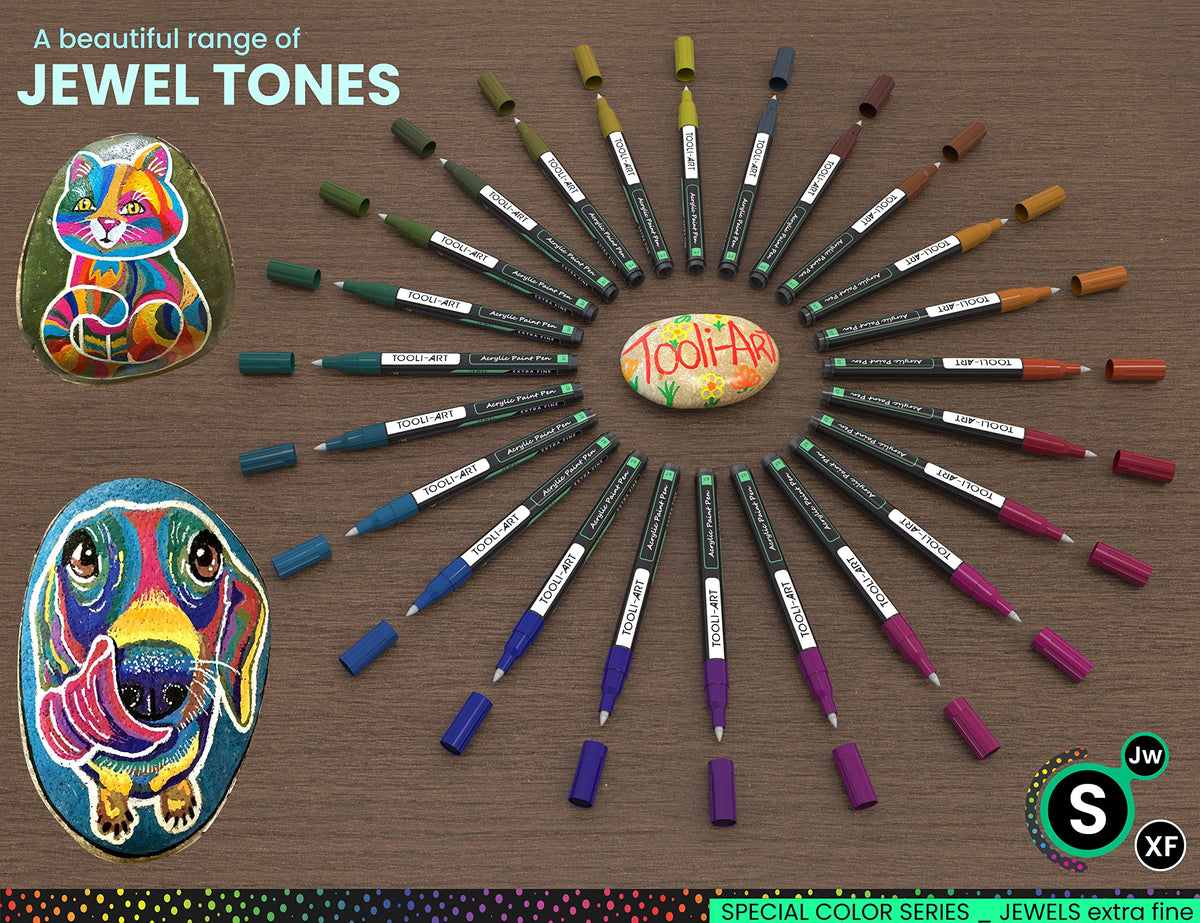 TOOLI-ART Acrylic Paint Markers Paint Pens Special Colours Set For Rock Painting, Canvas, Fabric, Glass, Mugs, Wood, Ceramics, Plastic, Multi-Surface.
