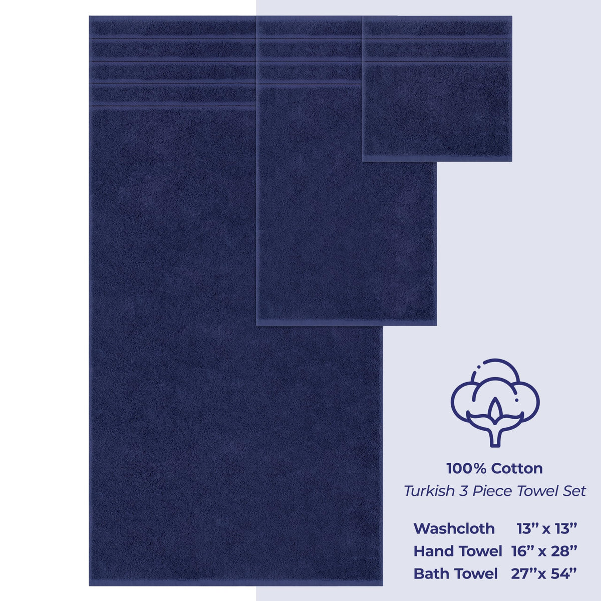 American Soft Linen, 3 Piece Towel Set, 1 Bath Towel 1 Hand Towel 1 Washcloth, Super Soft and Absorbent