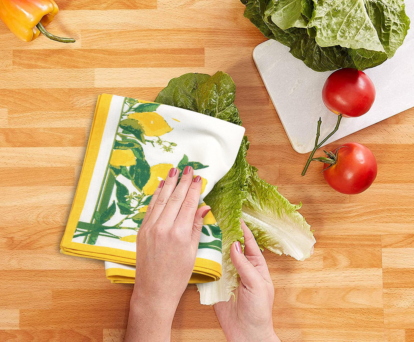 FINGERCRAFT Kitchen Dish Towels, 100% Natural Cotton, Set of 6 Multi-Purpose Kitchen Towels, Very Soft, Highly Absorbent
