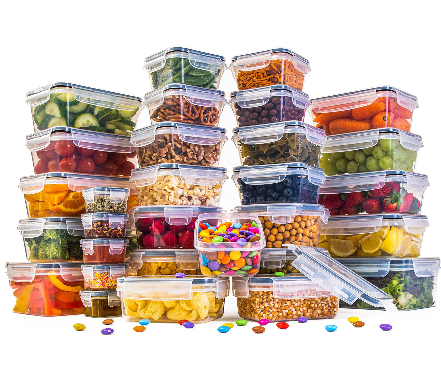 Nuovva Airtight Food Storage Containers Set - 60pcs Plastic Containers With Lids for Pantry & Kitchen - Leak Proof Meal Prep Sets (30 Containers + 30