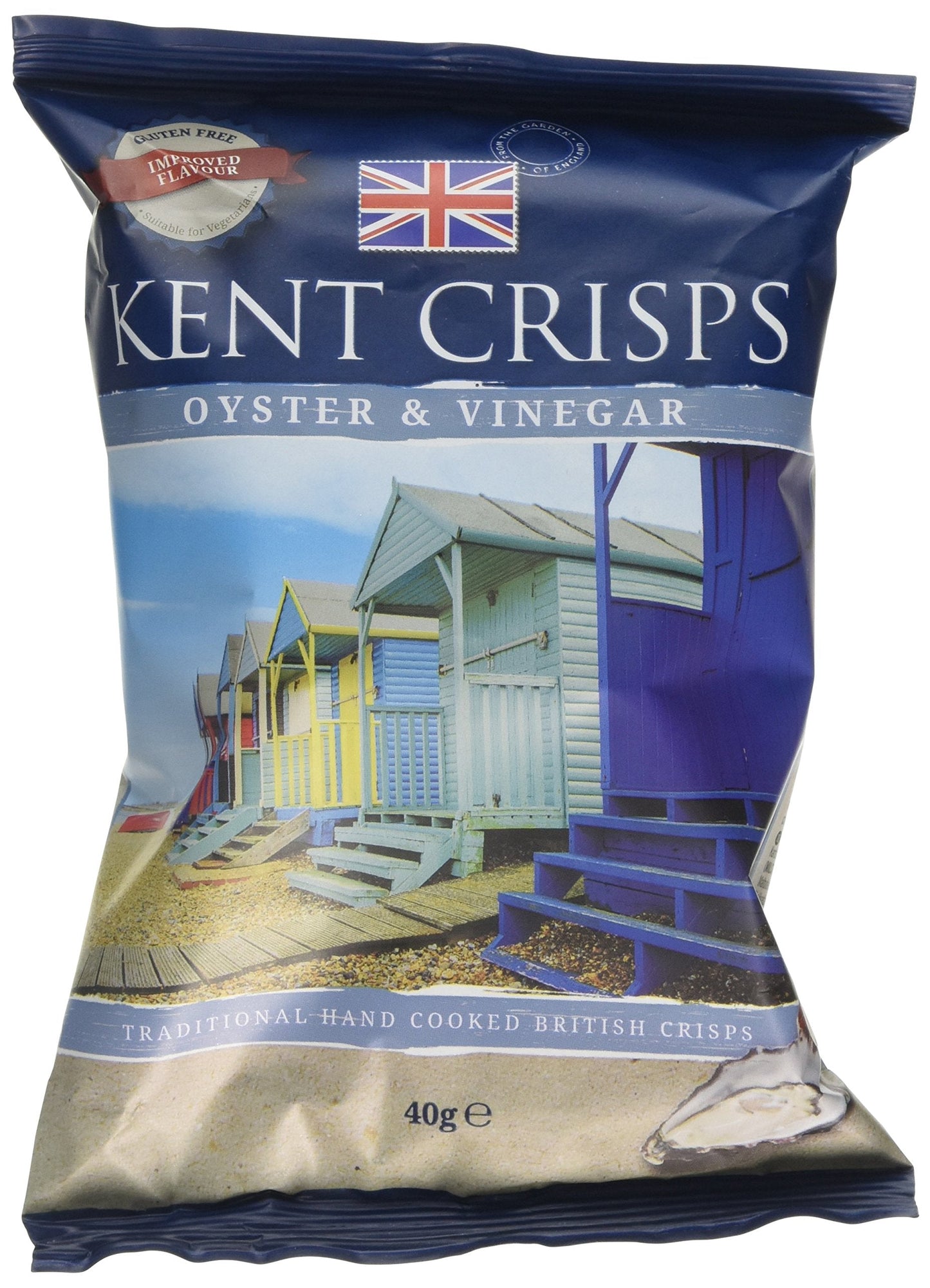 Kent Crisps Oyster/Vinegar 40 g (Pack of 20)