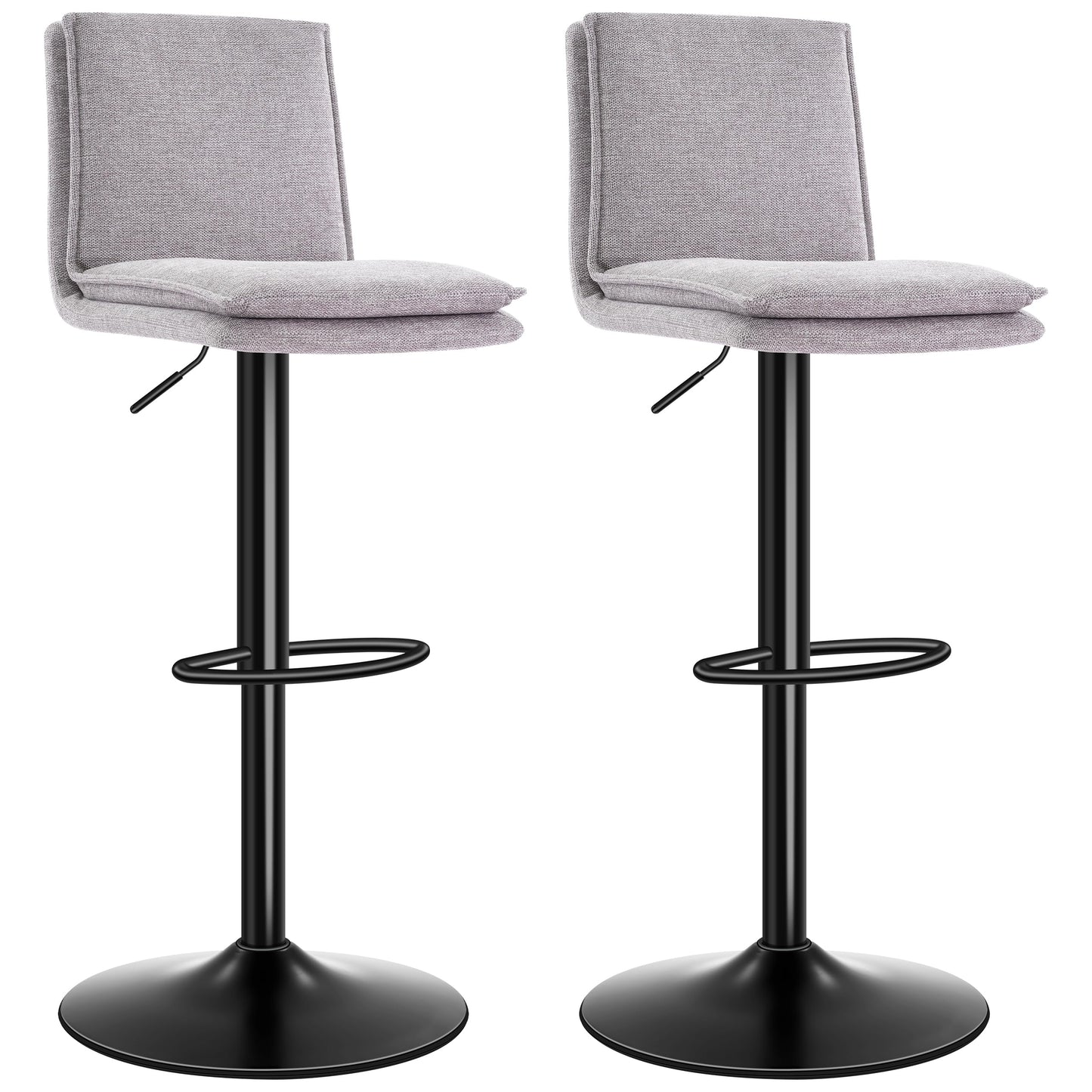 LXRADEO Bar Stools Set of 2 Adjustable Swivel Counter Height Breakfast Barstools with Backrest - Breathable Linen Fabric & Soft Cushioned Seat