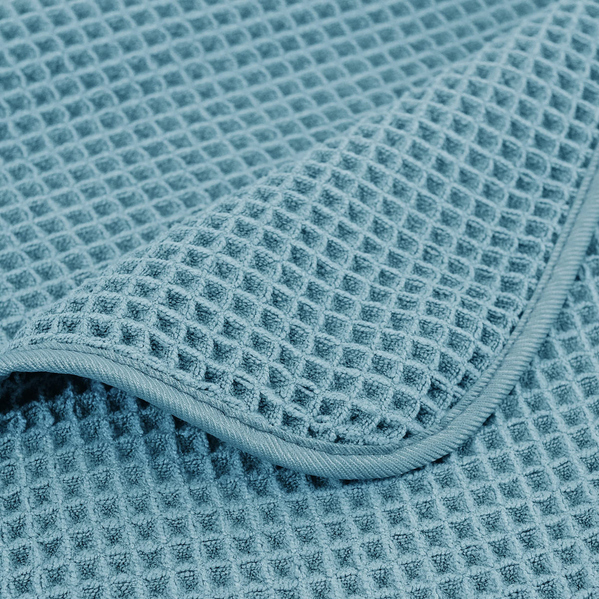 POLYTE Microfibre Quick Dry Lint Free Bath Sheet, 89 x 178 cm, Set of 2 (Green, Waffle Weave)