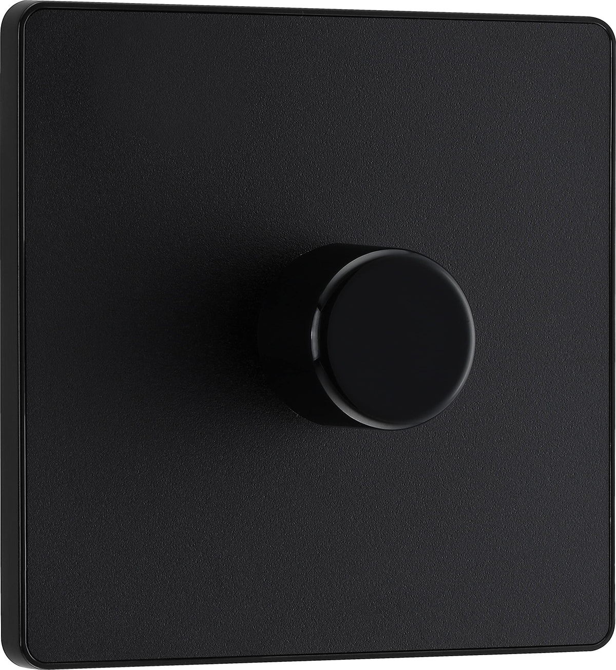 BG Electrical Intelligent Single Wall Dimmer Switch, 2 Way, Screwless Front Plate, Evolve, Matt Black, 200W, PCDMB81B