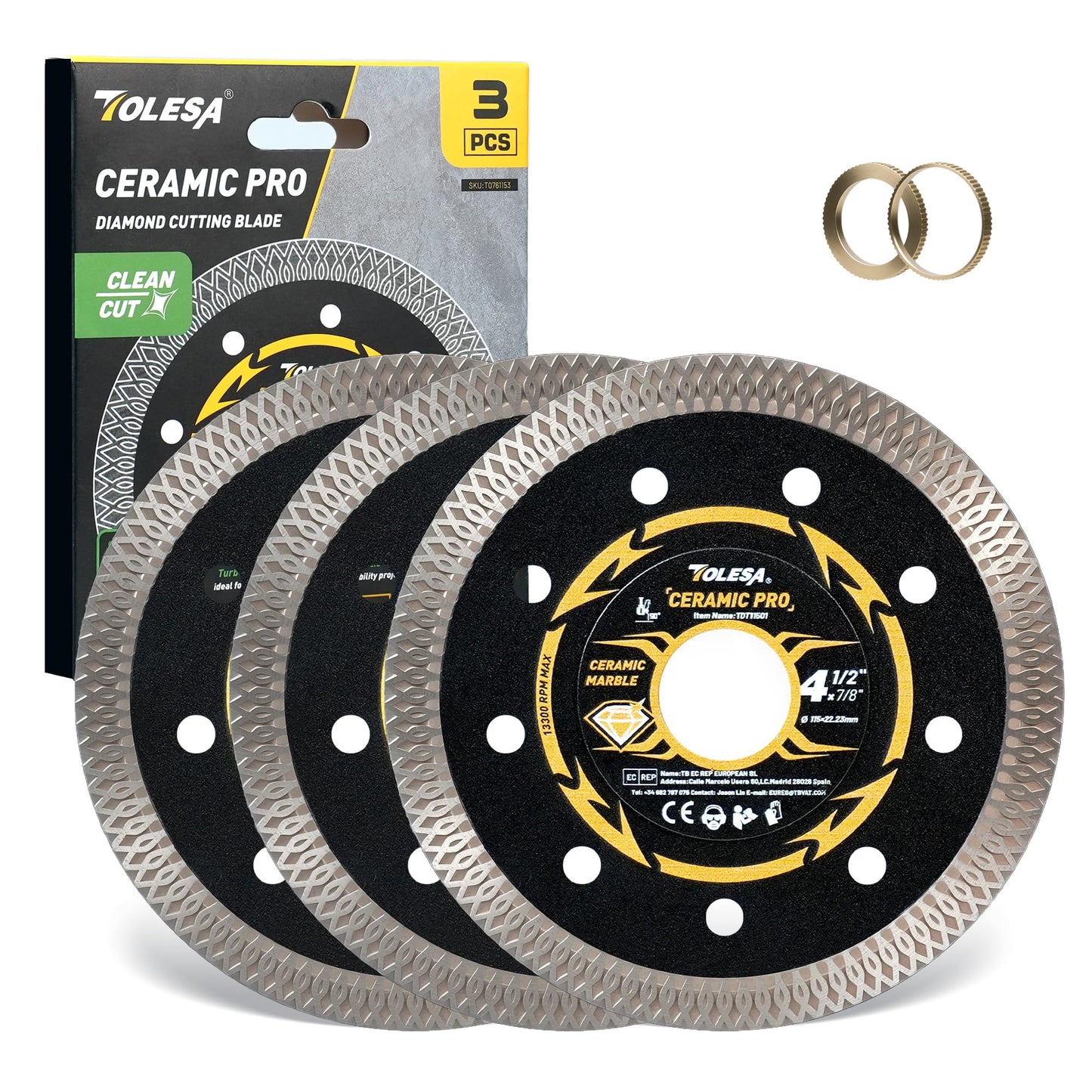 TOLESA 115mm Diamond Cutting Disc, Super Thin Porcelain Cutting Disc for Angle Grinder, 4.5" Diamond Tile Cutting Disc for Marble and Granite -