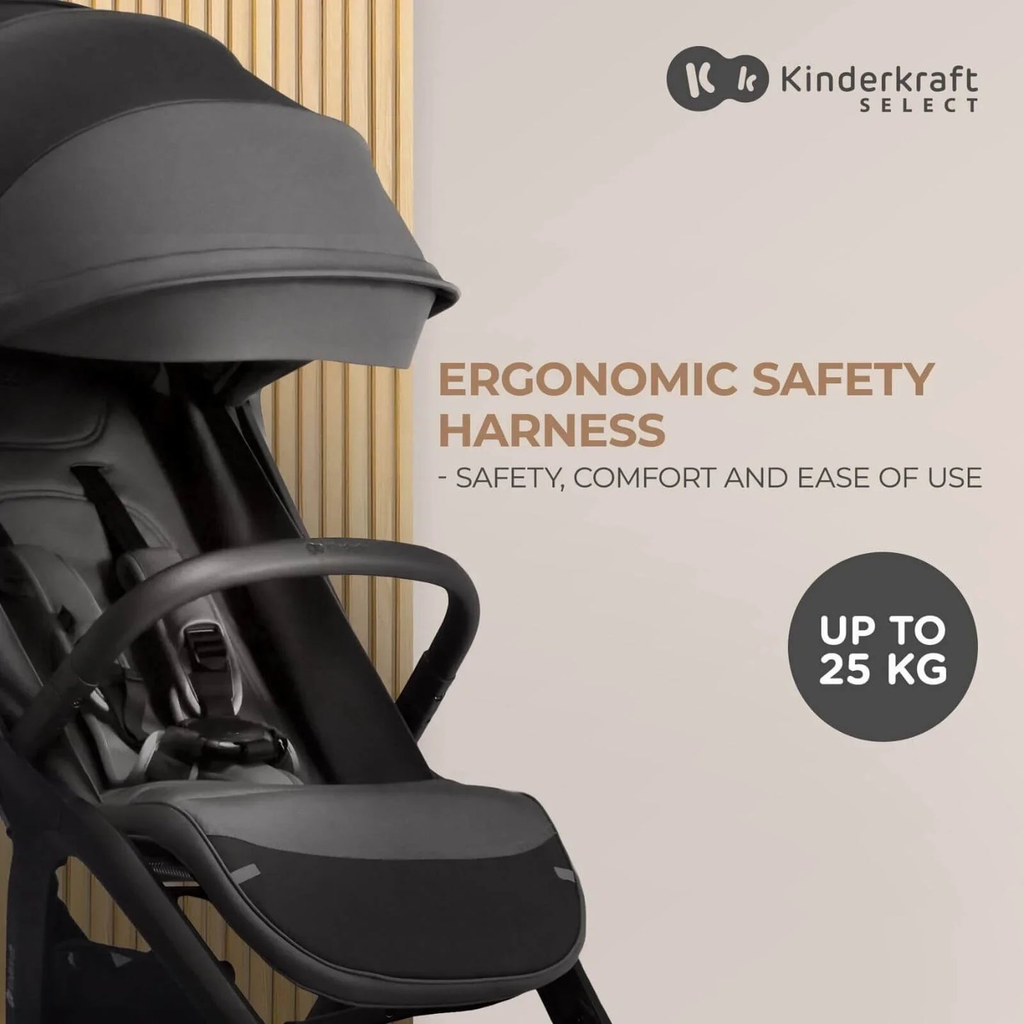 Kinderkraft Nubi 2 Auto-Folding Pushchair - Sand Beige