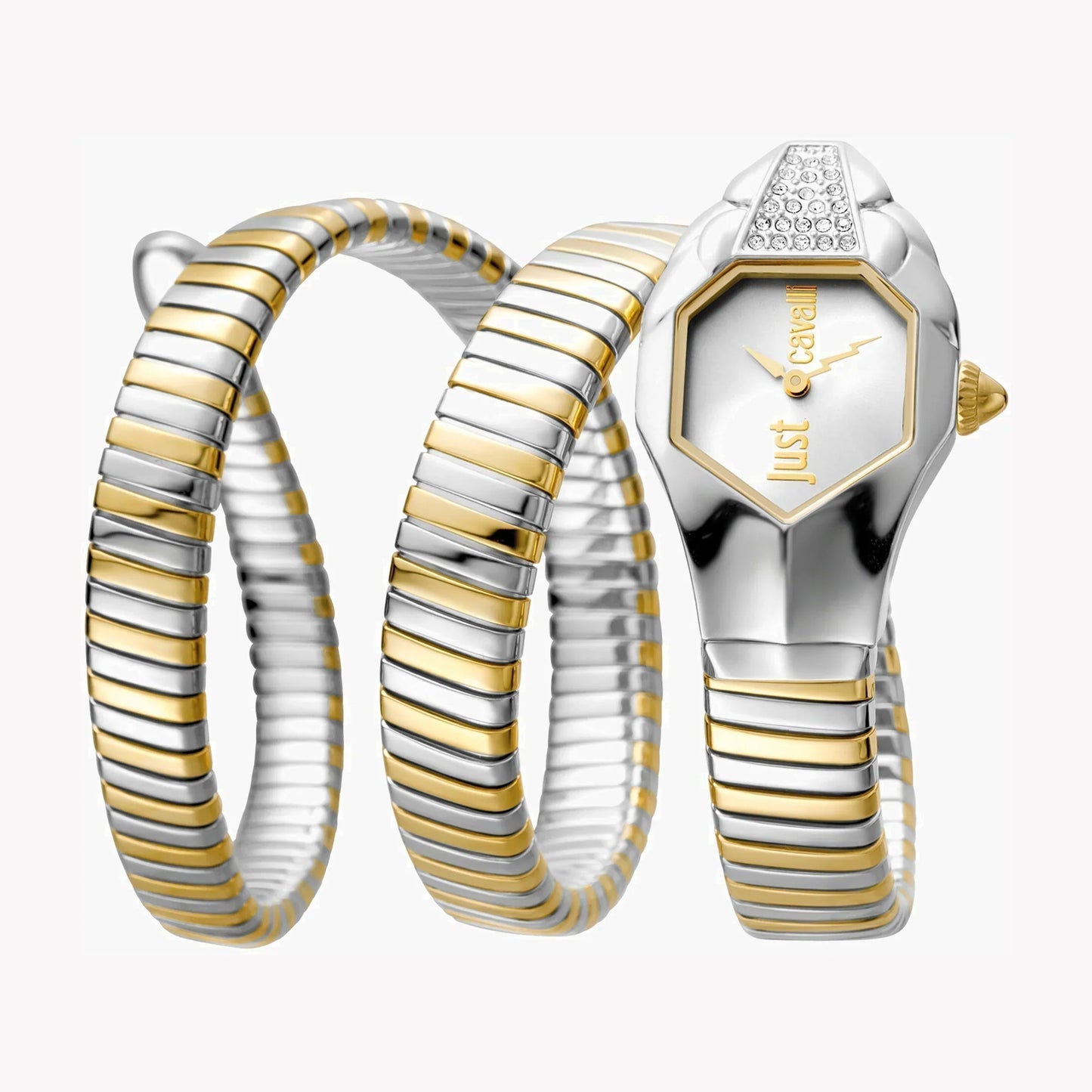 Just Cavalli Women's Silver & Gold Watch, Silver Dial | Jc1l022m0045