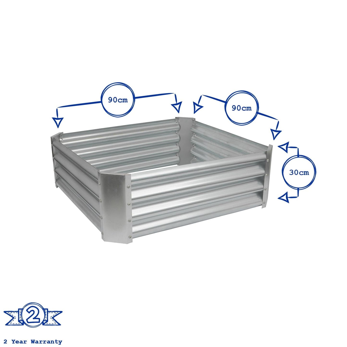 90cm x 90cm Square Galvanised Steel Raised Garden Bed