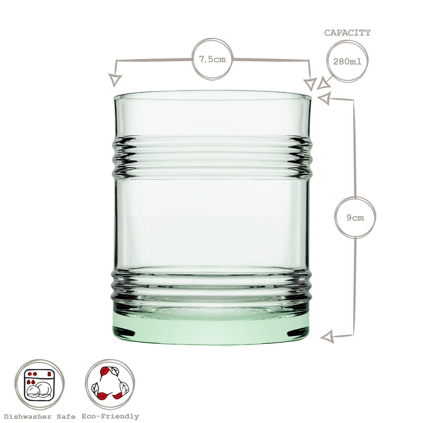 280ml Aware Tincan Recycled Glass Tumblers - Green - Pack of Four