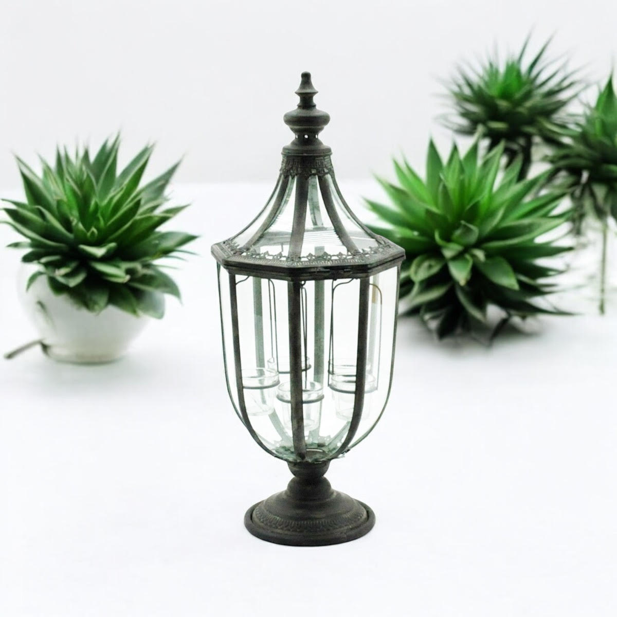 77CM METAL GARDEN LANTERN W TEALIGHT HOLDE