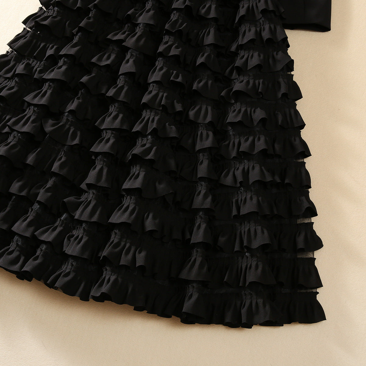 Suit Collar Layered Fungus Swing Dress