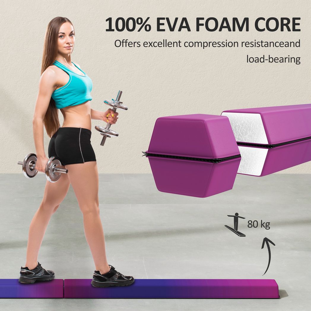 SPORTNOW 7.7ft Folding Gymnastics Balance Beam with Anti-Slip Base
