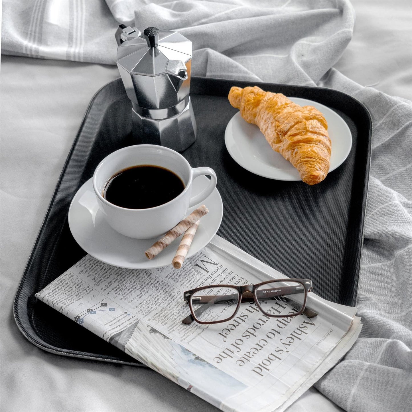 Black 56cm x 41cm Rectangle Non-Slip Serving Tray