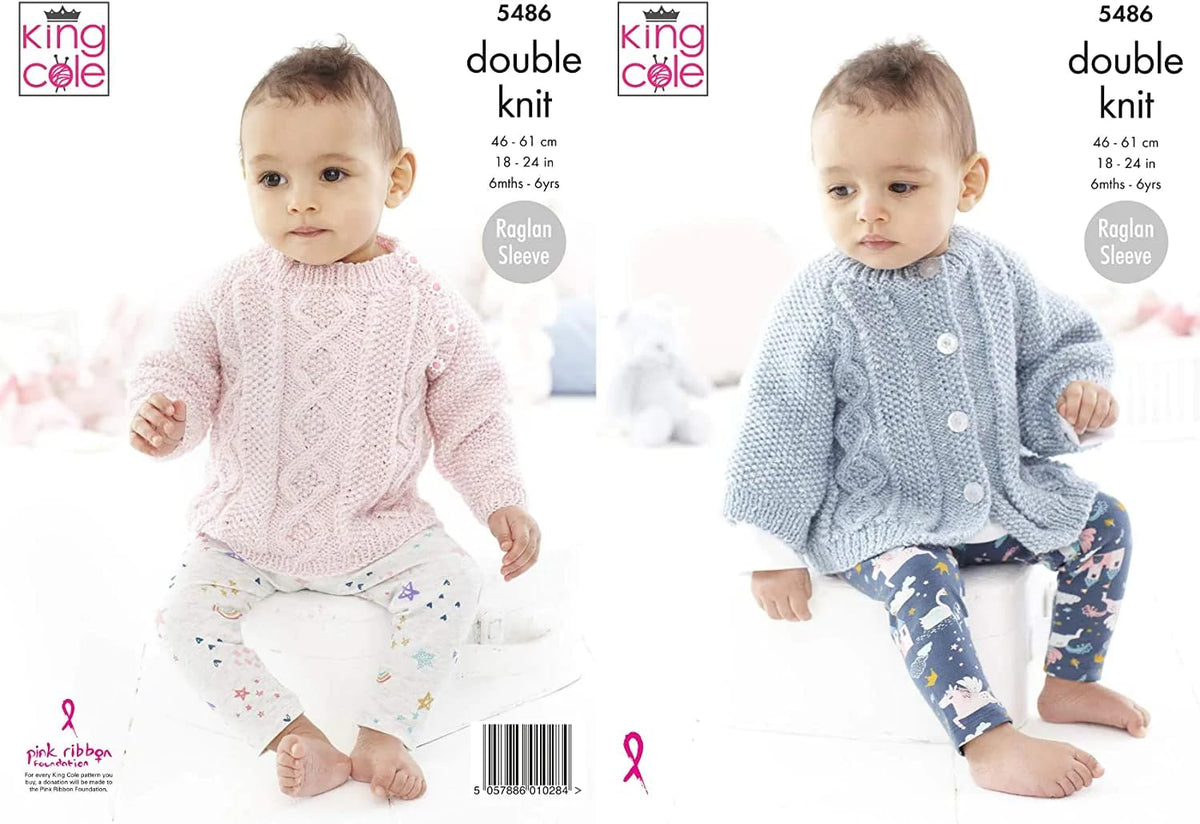King Cole Baby Childrens Double Knitting Pattern Cable Knit Sweater & Cape (5486)