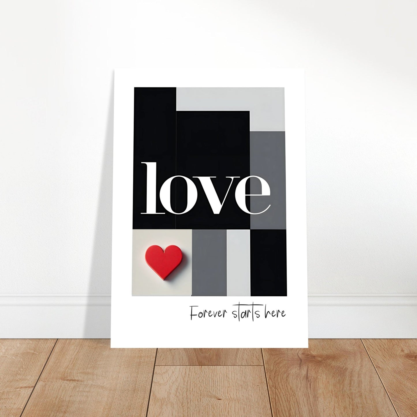 Minimalist Romantic Wall Art - Forever Starts Here Love Poster