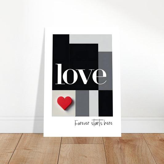 Minimalist Romantic Wall Art - Forever Starts Here Love Poster