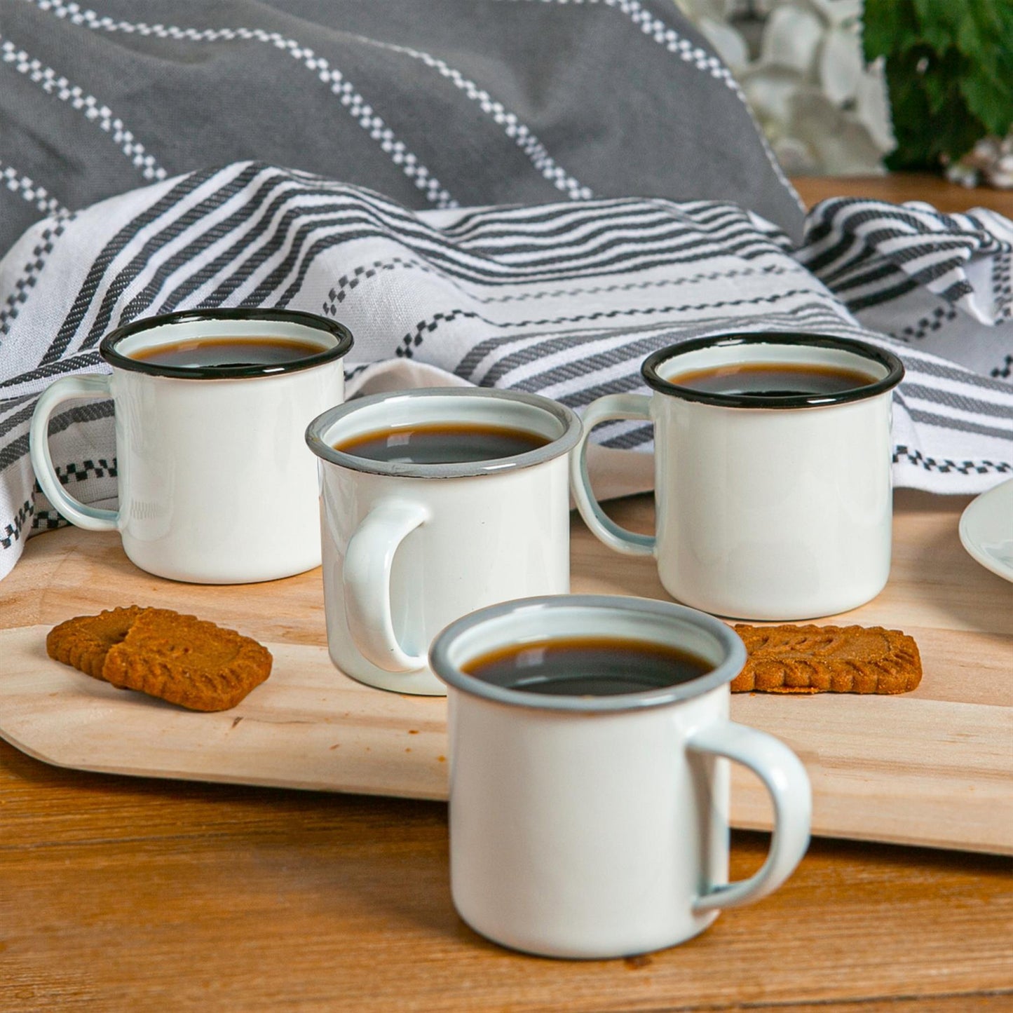 130ml White Enamel Espresso Cups - Pack of Six