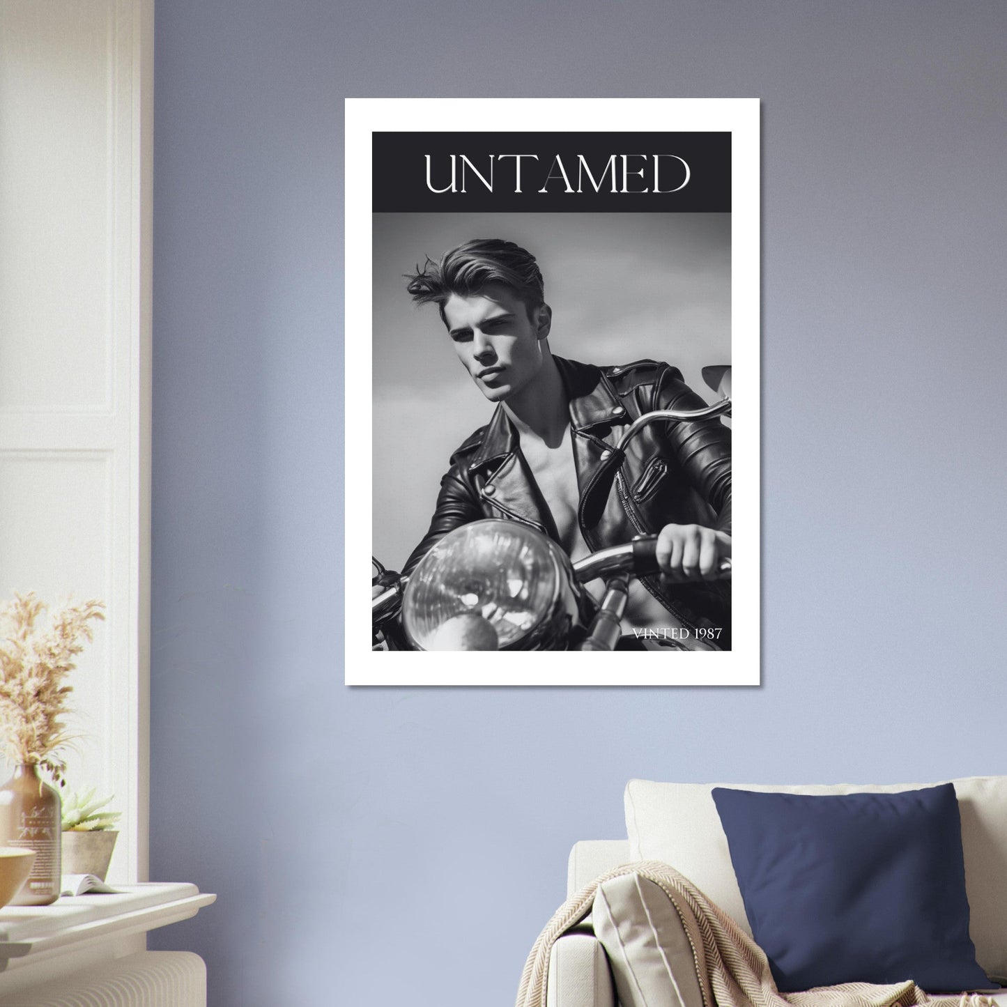 Untamed Retro Motorcycle Poster - Black & White Wall Art for Cool Spaces