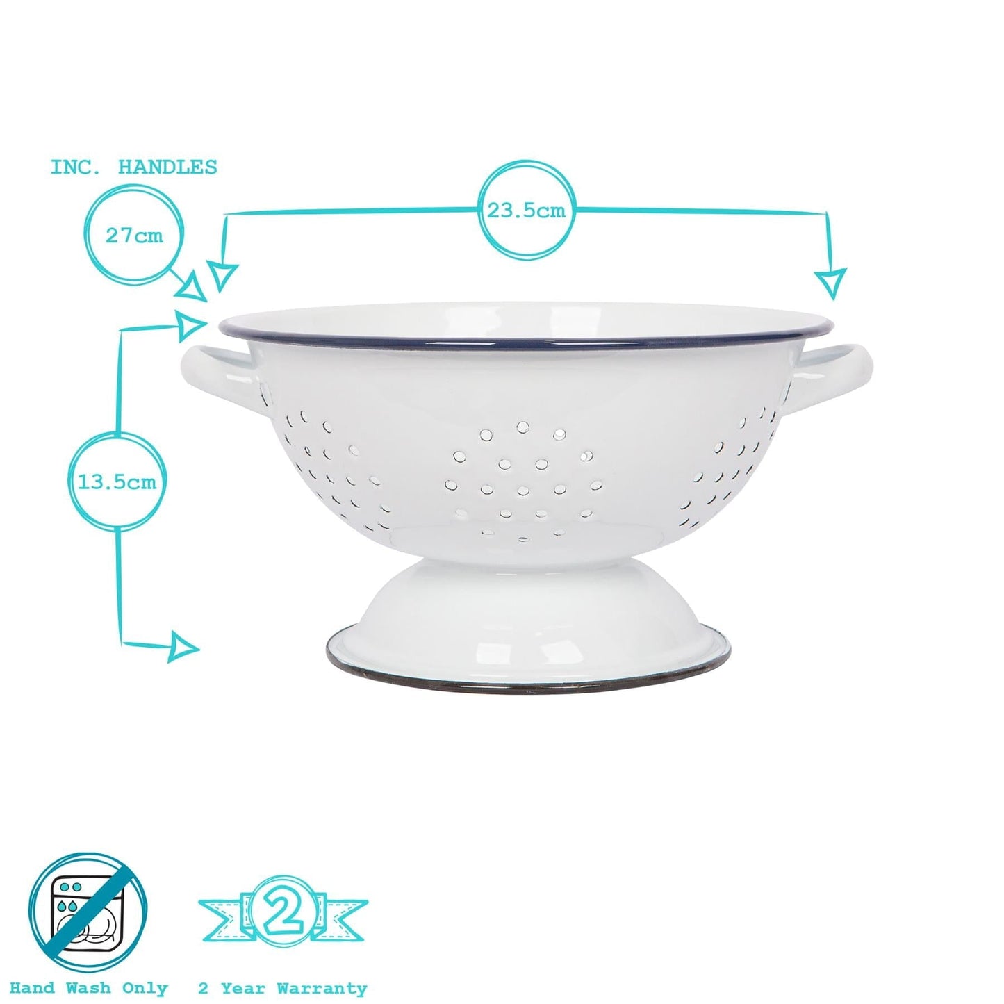 23.5cm White Enamel Colander