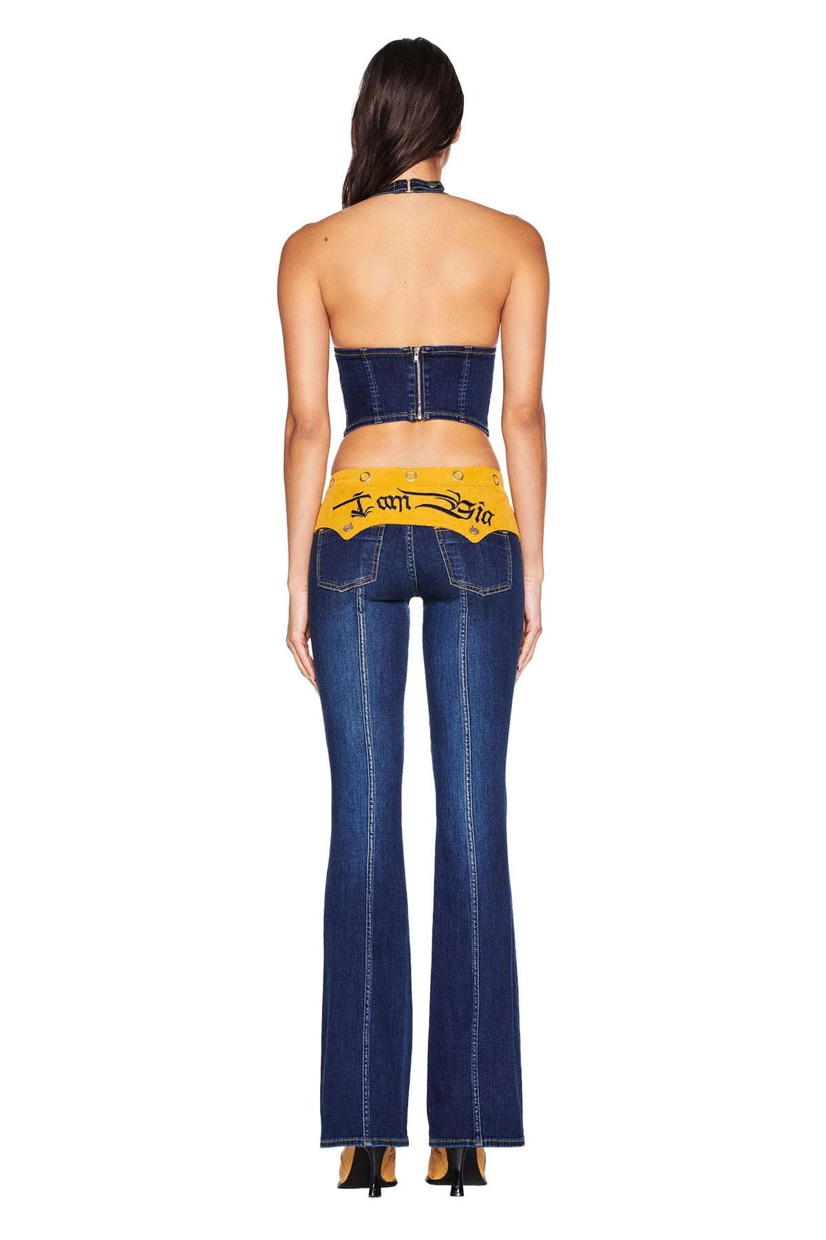 Corduroy Patchwork Denim Neck For Women