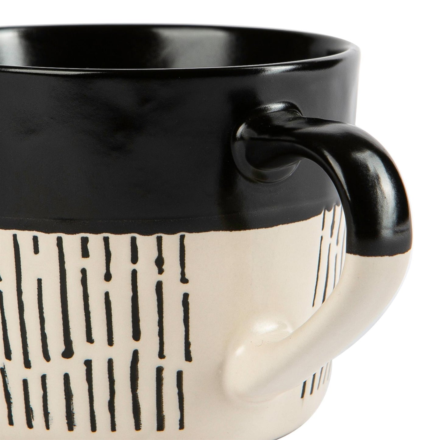 450ml Black Colour Block Dash Stoneware Coffee Mug