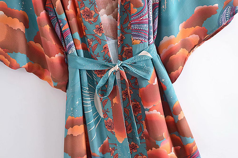 Premium Green Kimono Robe - Luxury Satin Dressing Gown for Women