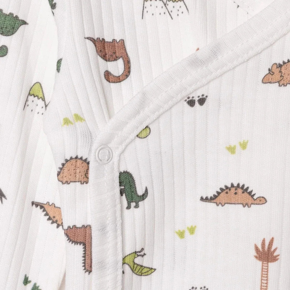 Tiffany Boys Bodysuit Dinosaur with Poppers V-Neck Long Sleeve - Ecru
