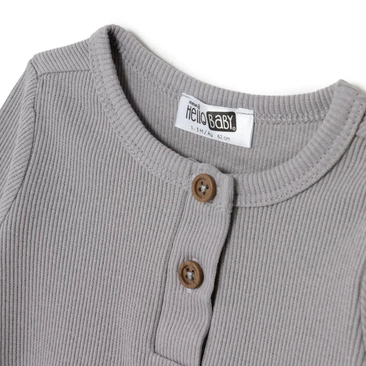 HelloBaby Boys Sweatshirt- Bottom with Buttons Crew Neck Long Leg Long Sleeve - Grey