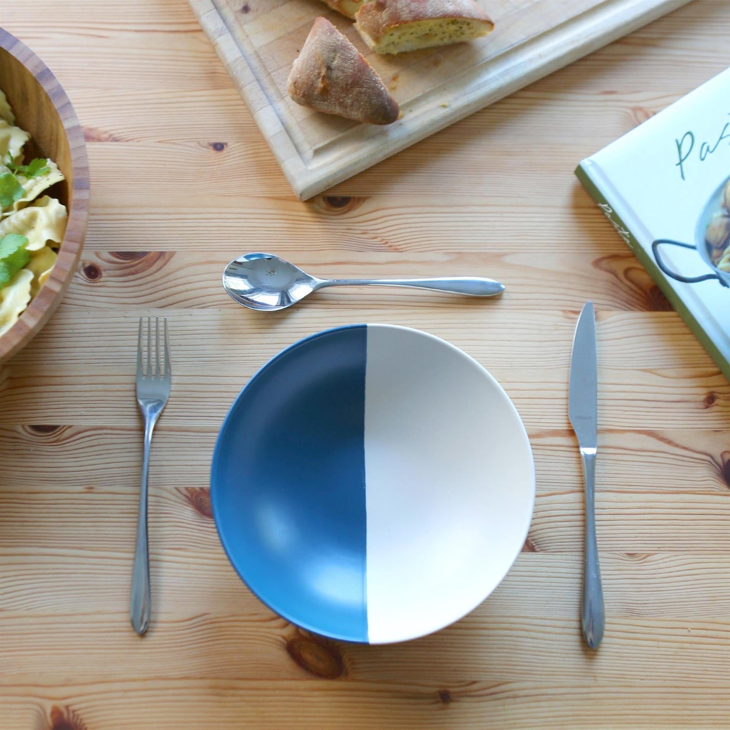 Colour Block Stoneware Pasta Bowl - 20.5cm