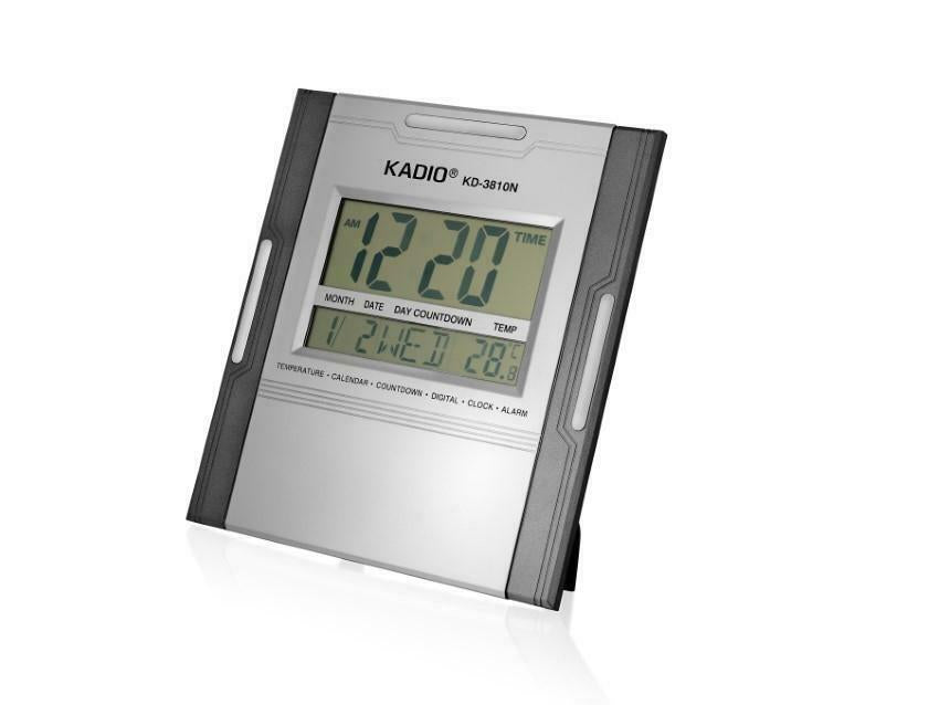 Kadio Digital Wall Mounted Clock with Temperature Day/Date Dispaly KD-3810N