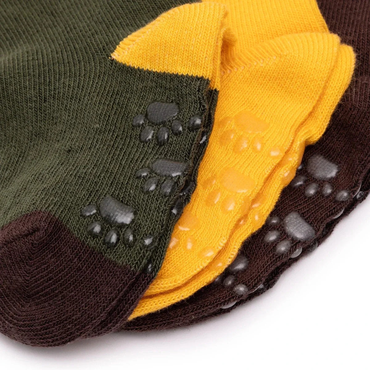 HelloBaby Boys 3-Pack Non-Slip Baby Socks - Khaki