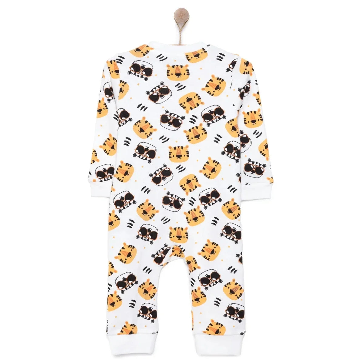 HelloBaby Boys Romper Zip-up Crew Neck Long Leg Long Sleeve - Ecru