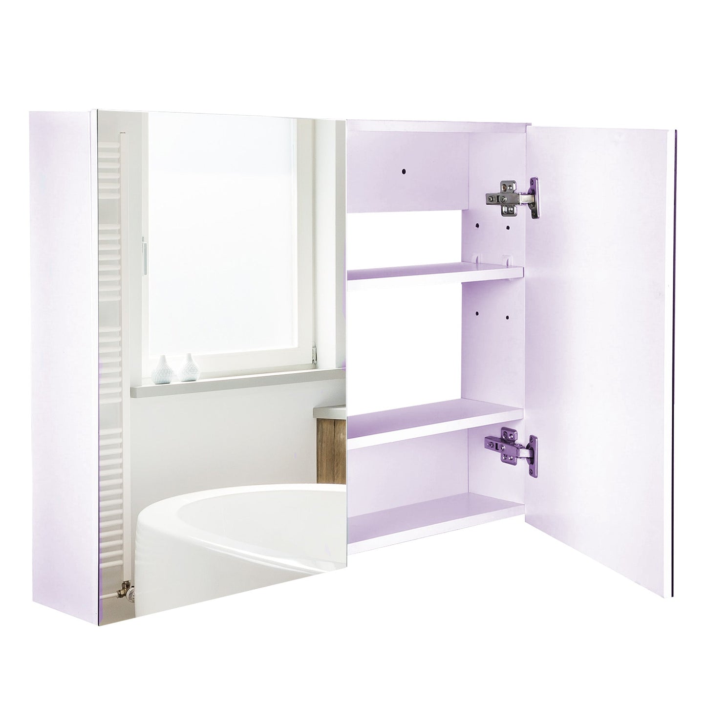 HOMCOM Bathroom Mirror Cabinet Wall Mounted, 80 x 15 x 60 cm, White
