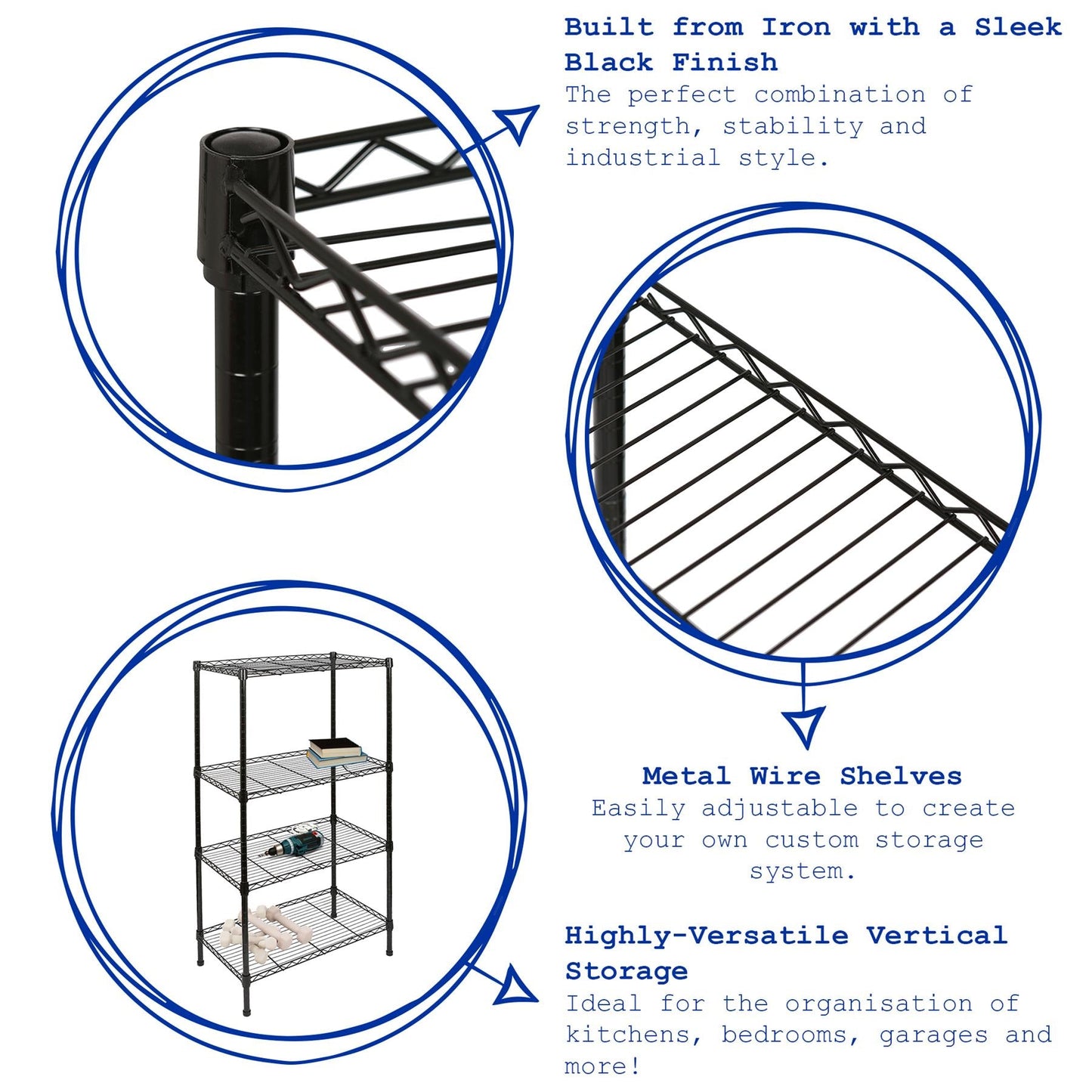 Adjustable Wire Shelving Unit - Black