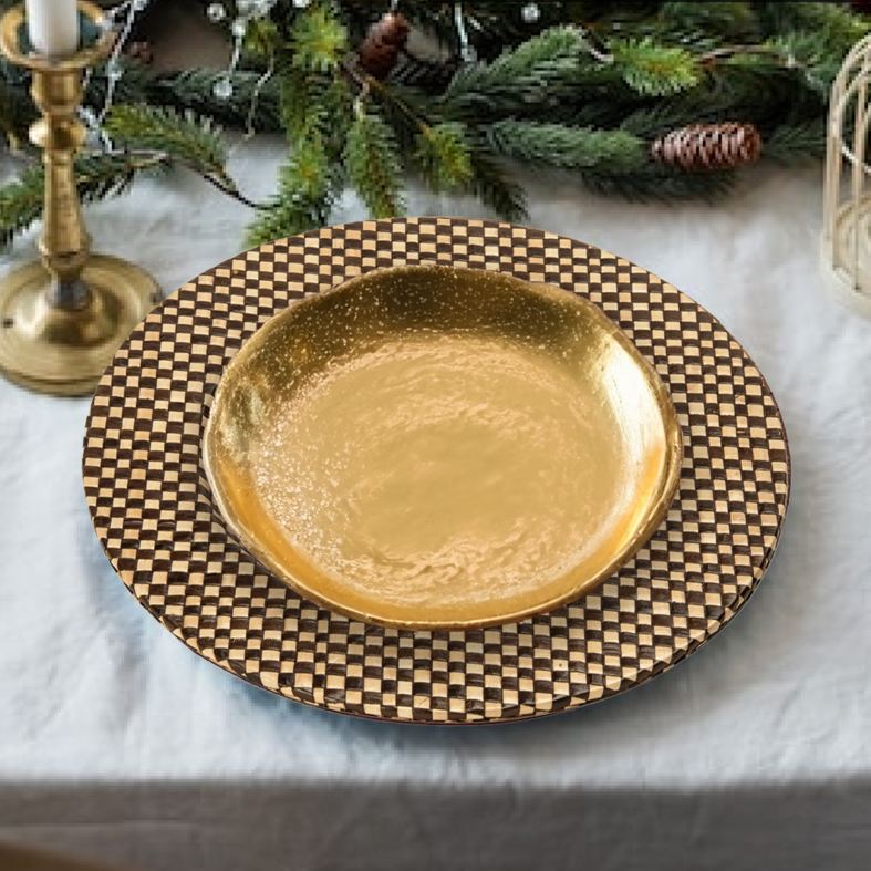 Pandanus Black And Natural Charger Plate