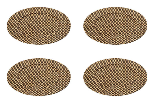 Set of Four 33cm DiaBlack and Natural Charger Plates | Pandanus