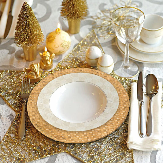 Set of Four 33cm DiaNatural Charger Plates | Pandanus