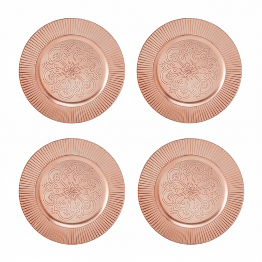Set of 4 Rose Gold Charger Plates | Redbud